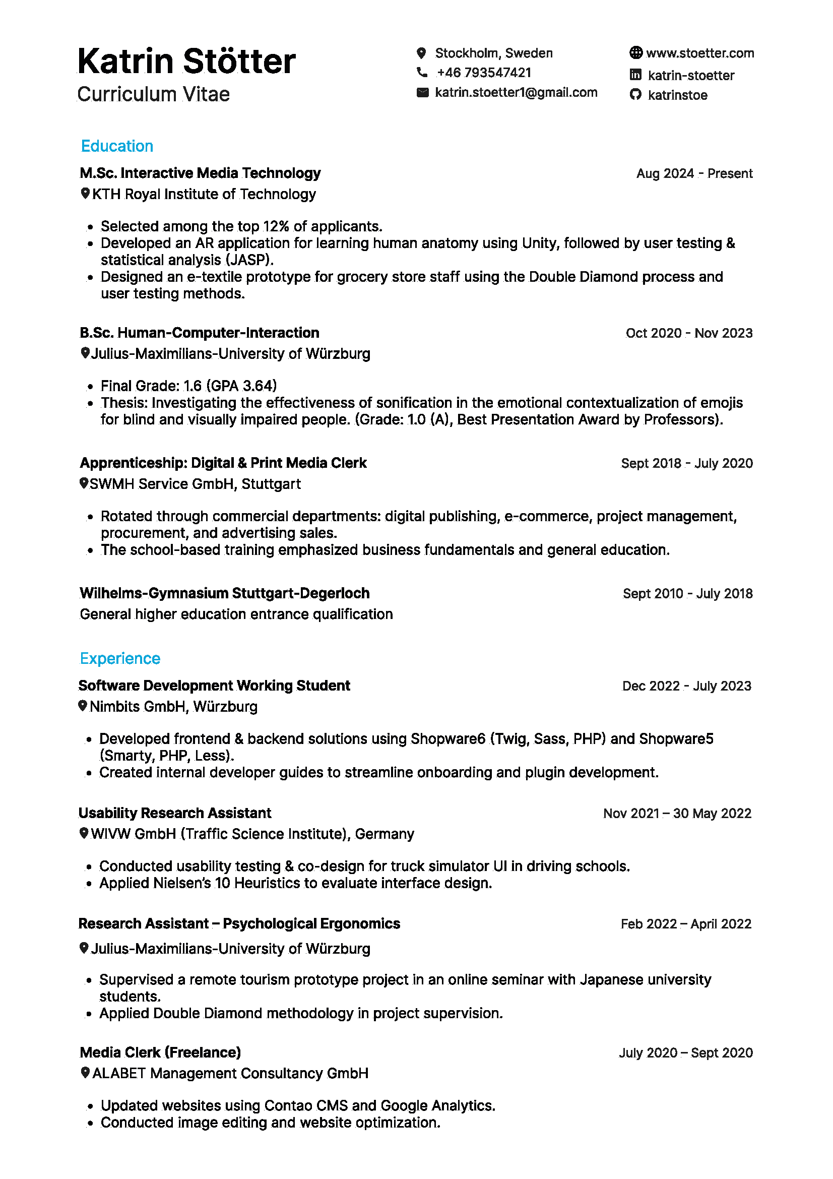 CV Page 1