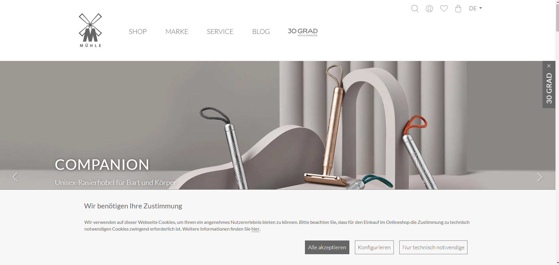 Screenshot Homepage of Mühle Platform